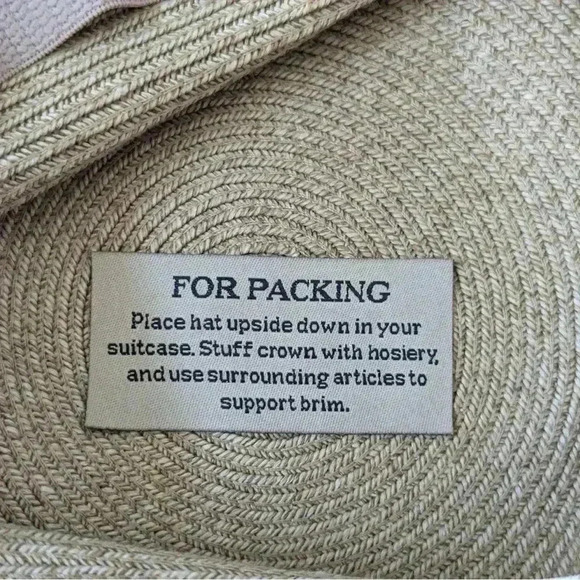 ERIC JAVITS Hampton Sun Hat Squishee Straw Packable Wide Brim Natural Gold Blue - Picture 11 of 12